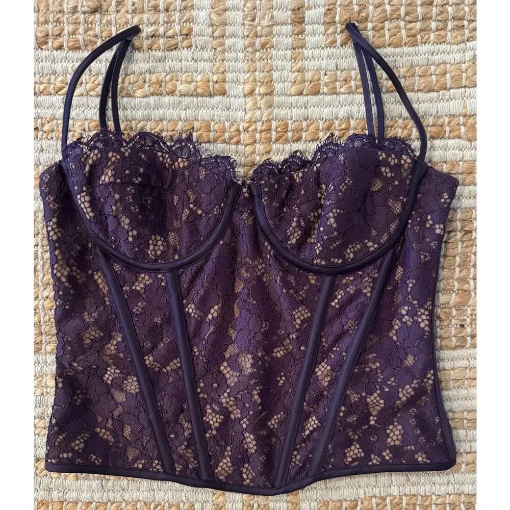 NEW HOUSE OF CB Mila Night Shade Lace Underwired Corset Size Medium - Picture 11 of 12